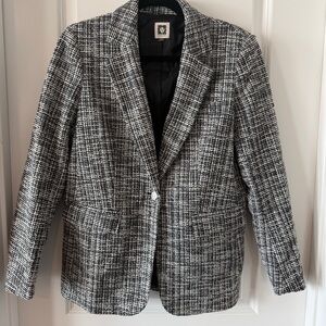 Anne Klein NWOT Bouclé Tweed Blazer Jacket Black White Textured Lined Women’s L